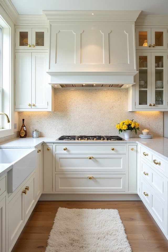 elegant white and gold backsplash