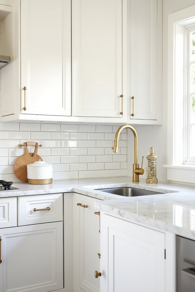 elegant white tile backsplash