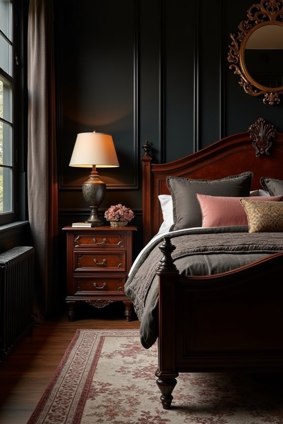 elevate bedroom with dark wood