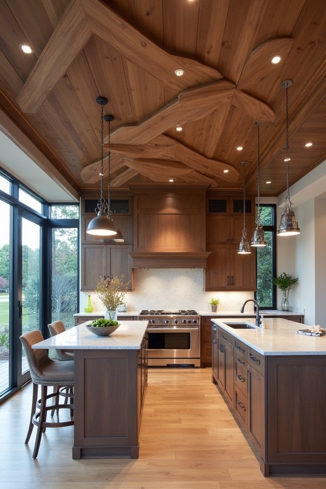 elevate ceilings with walnut