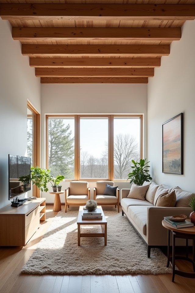 elevate space with wood beams