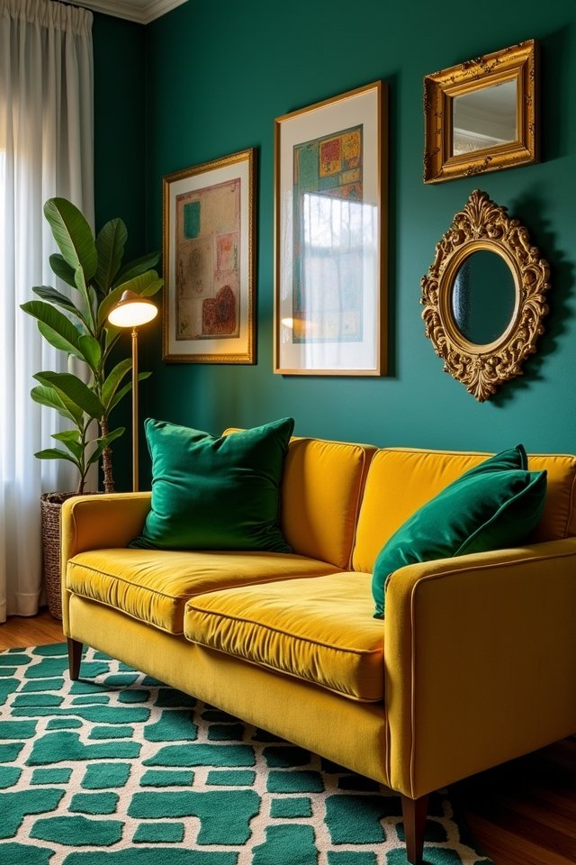 emerald green cozy accents