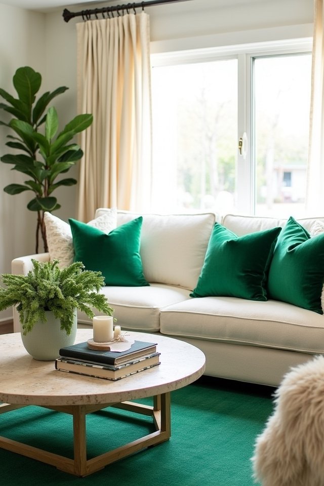 emerald green enhances off white