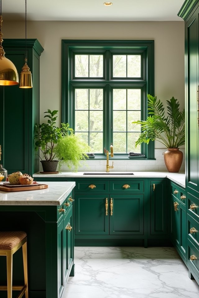 emerald green kitchen elegance