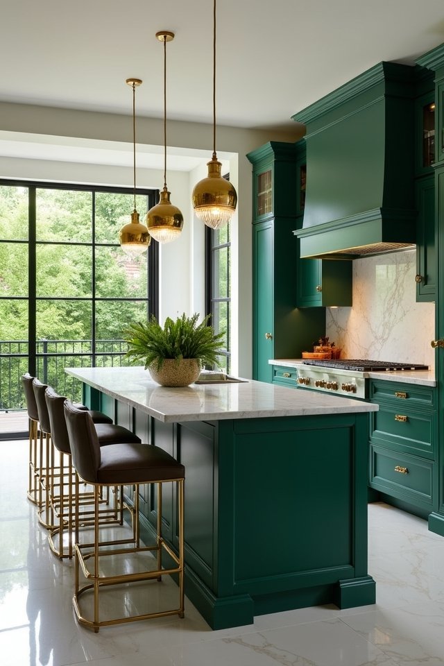 emerald green kitchen elegance