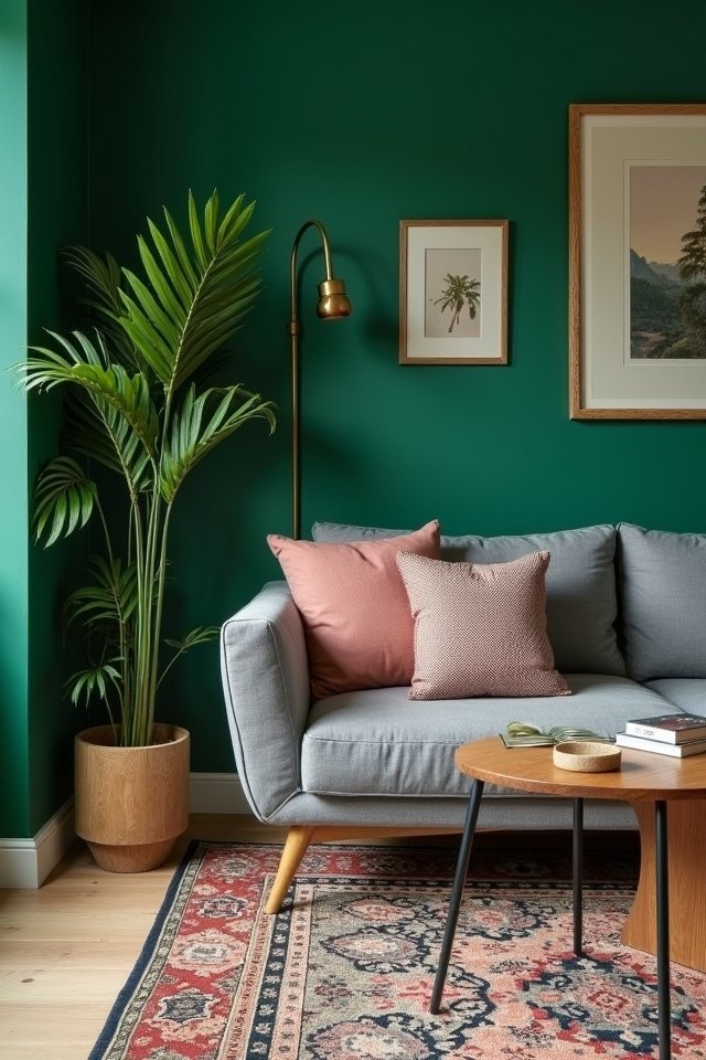 emerald green living room elegance