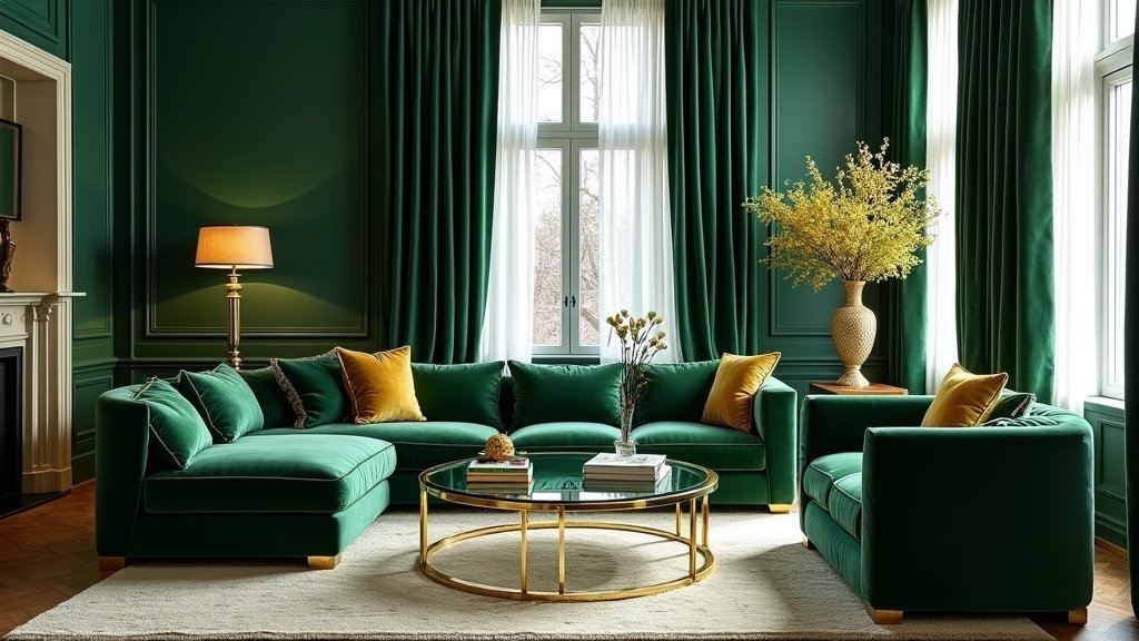emerald green living room inspiration