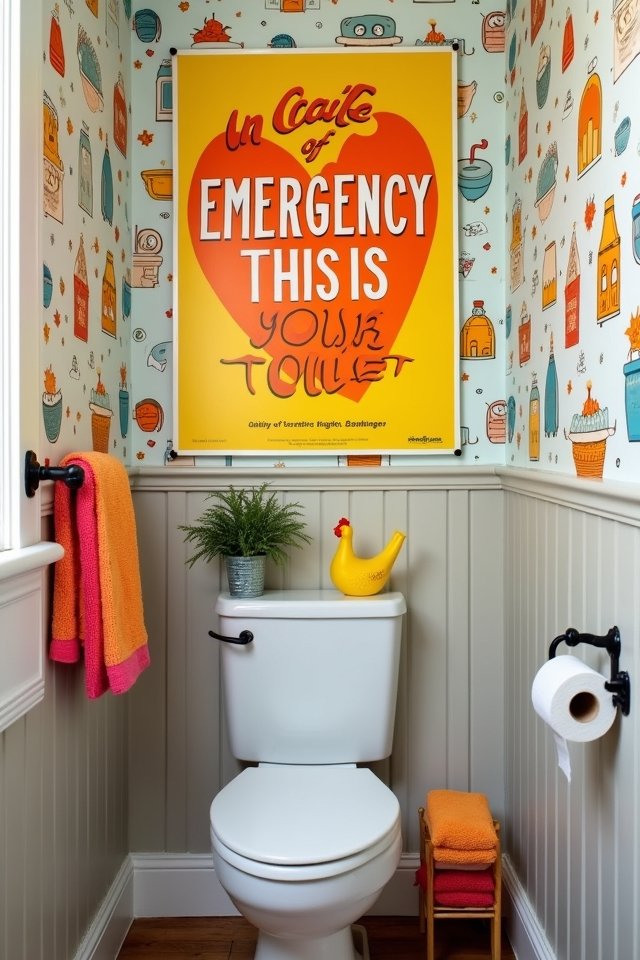 emergency toilet humor decor