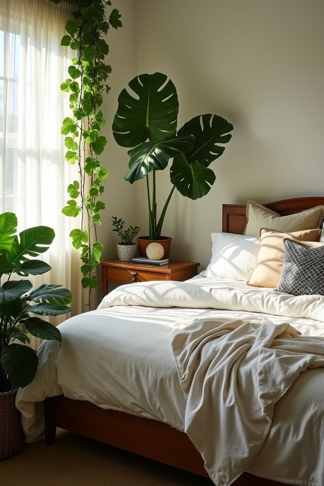 enhance bedroom with plants