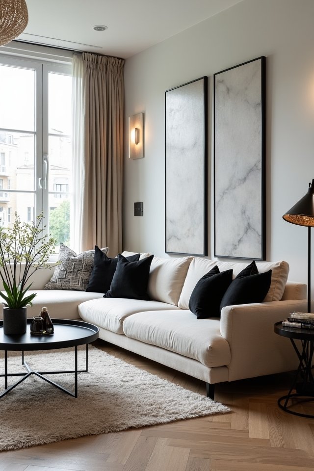 exciting contrast with pillows