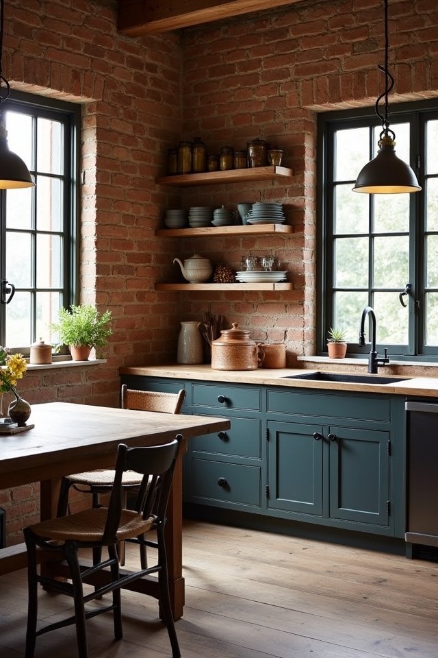 exposed brick kitchen charm