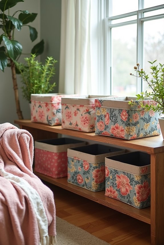 fabric covered storage bins