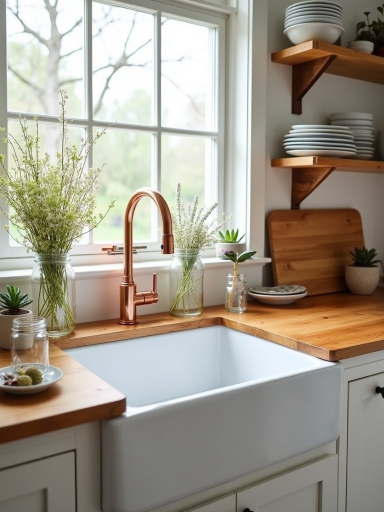 farmhouse sink enhances kitchen