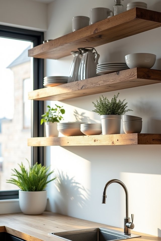 floating shelves enhance kitchens