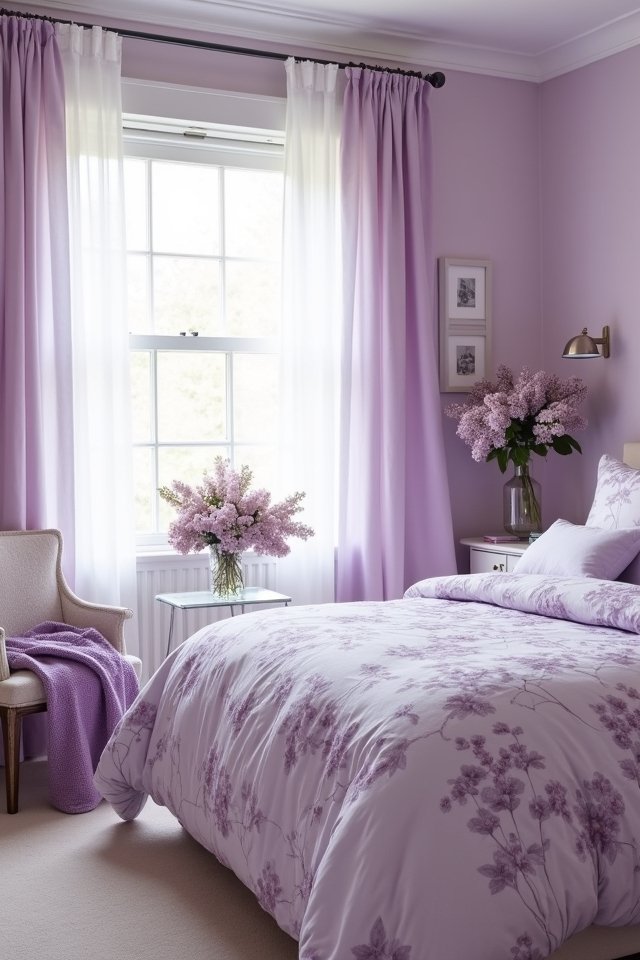 floral lilac bedroom decor