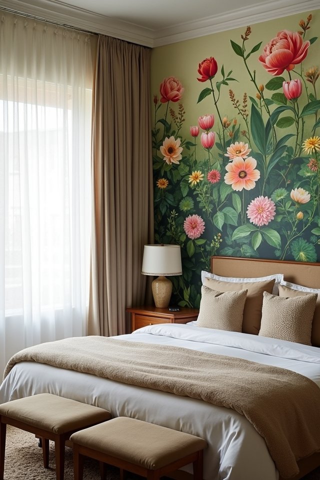 floral murals enhance interiors