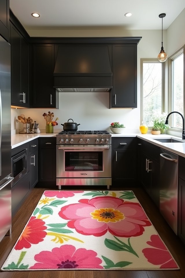 floral rugs brighten kitchens