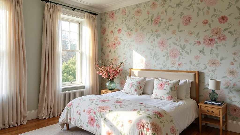 floral wallpaper bedroom inspiration