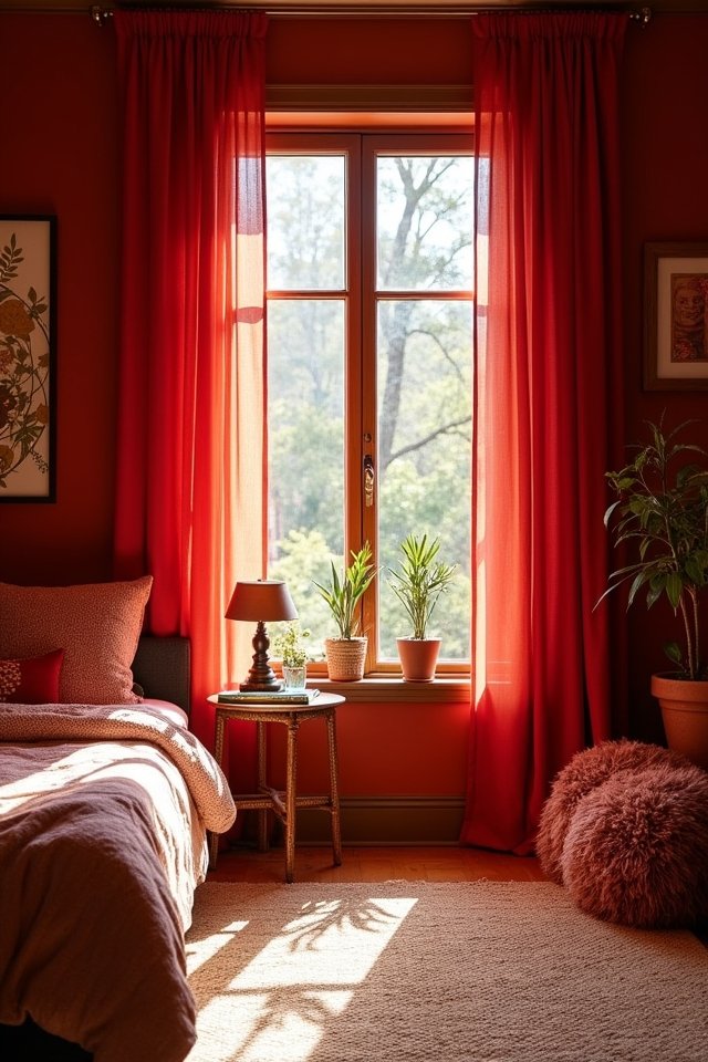 flowing red curtains charm