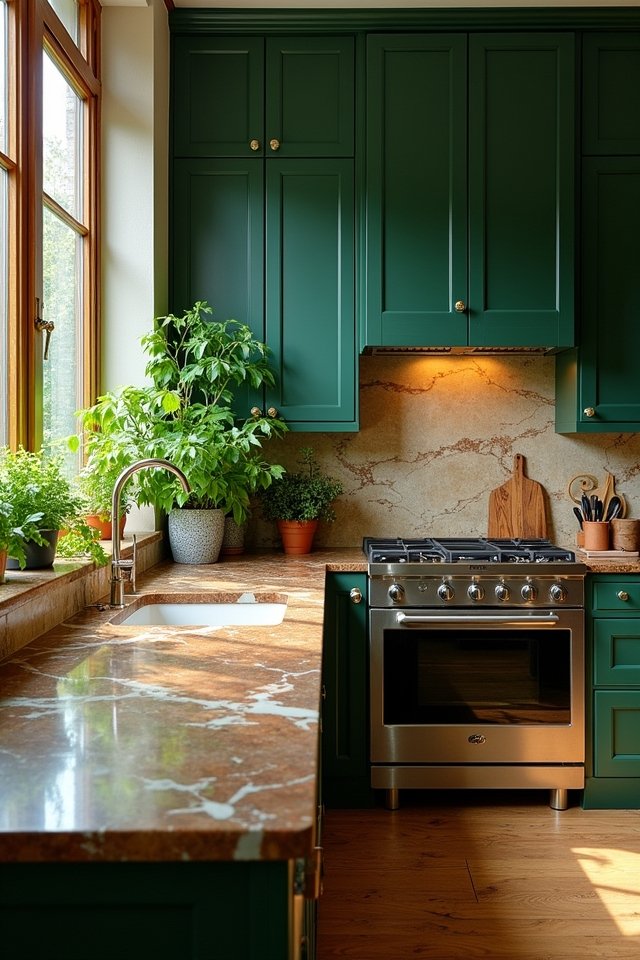 forest green kitchen tranquility