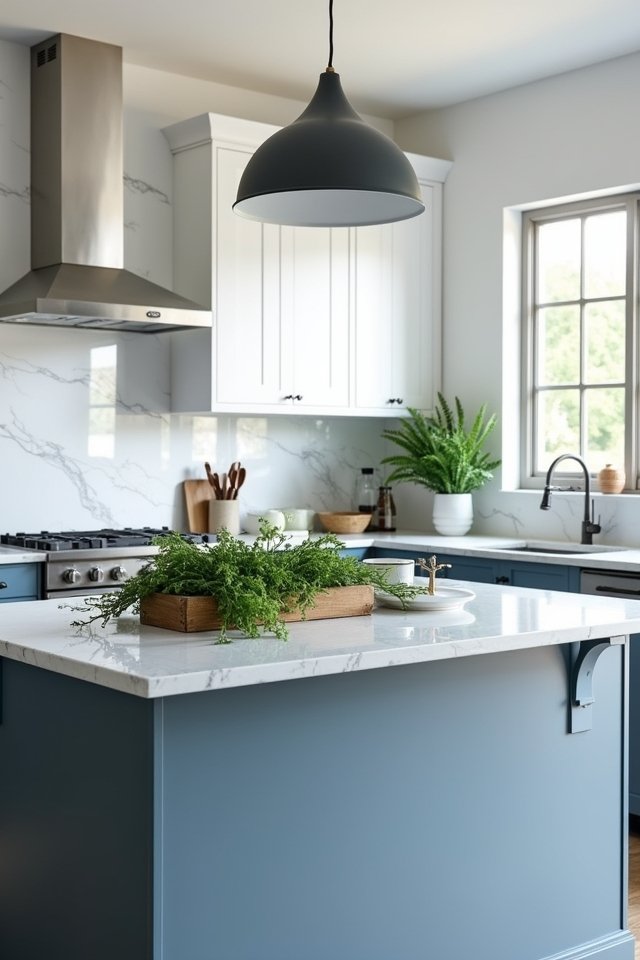 fresh grey blue kitchen