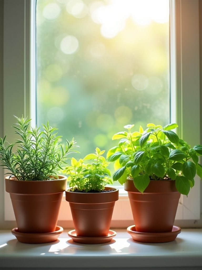 fresh herbs from windowsill