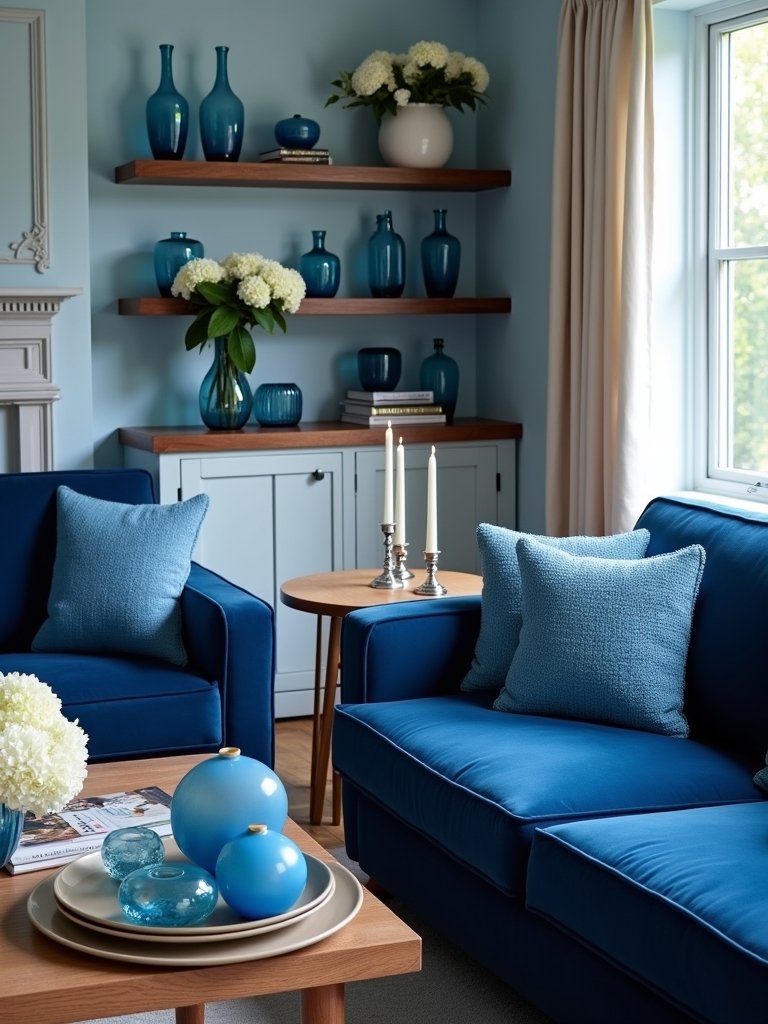 frosty blue shelf decor