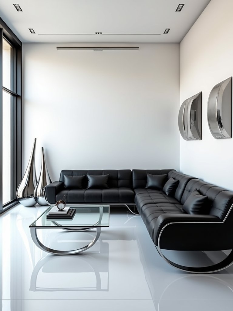 futuristic metallic living room