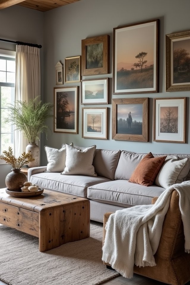 gallery wall with gray