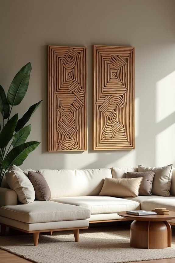 geometric bamboo wall art