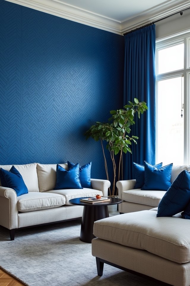 geometric blue design accents