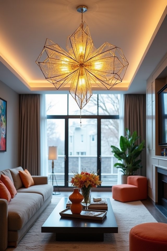 geometric chandeliers as statement pieces
