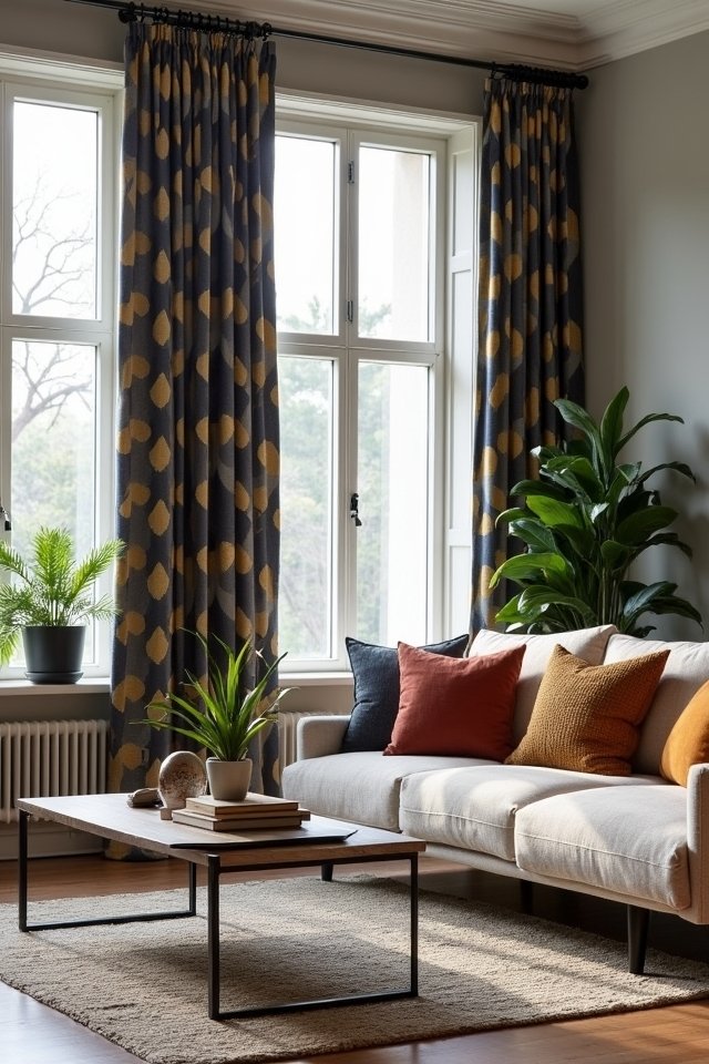 geometric curtains enhance ambiance