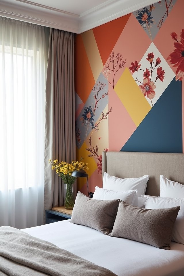 geometric floral bedroom decor