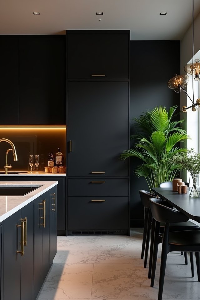 glamorous black and brass accents