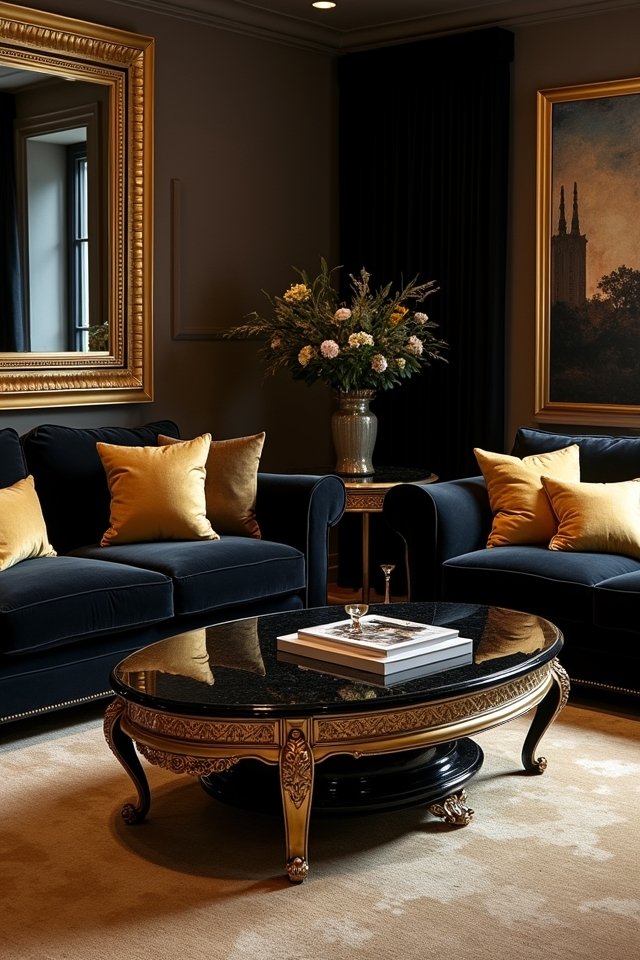 glamorous black and gold