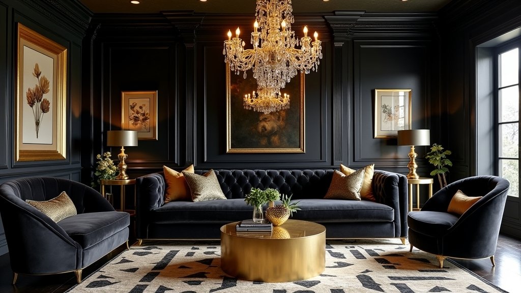glamorous black and gold decor