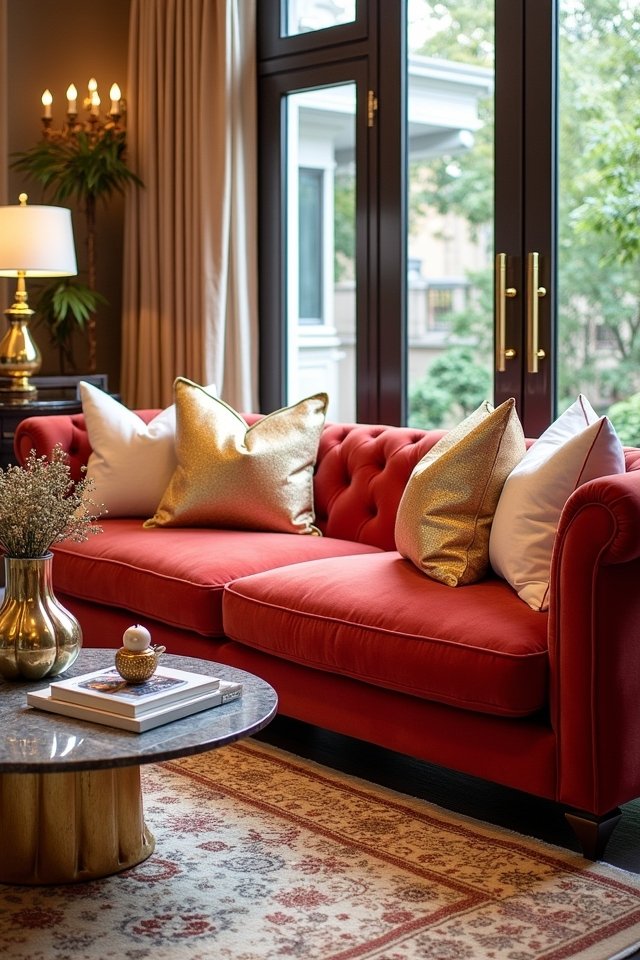 glamorous gold accents enhance