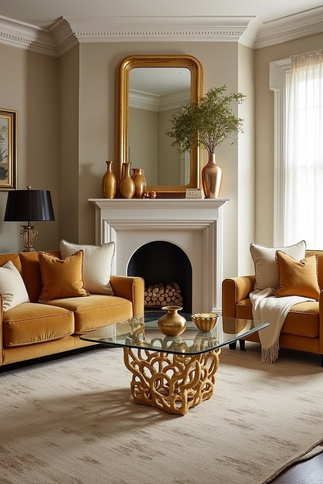 glamorous gold living room accents