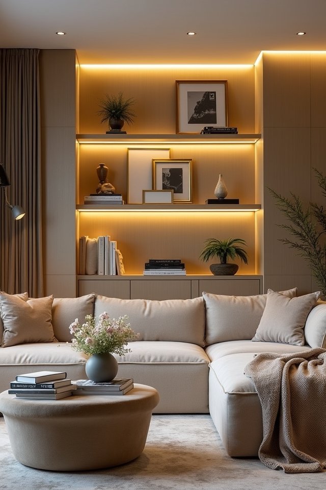 glamorous gold shelving units