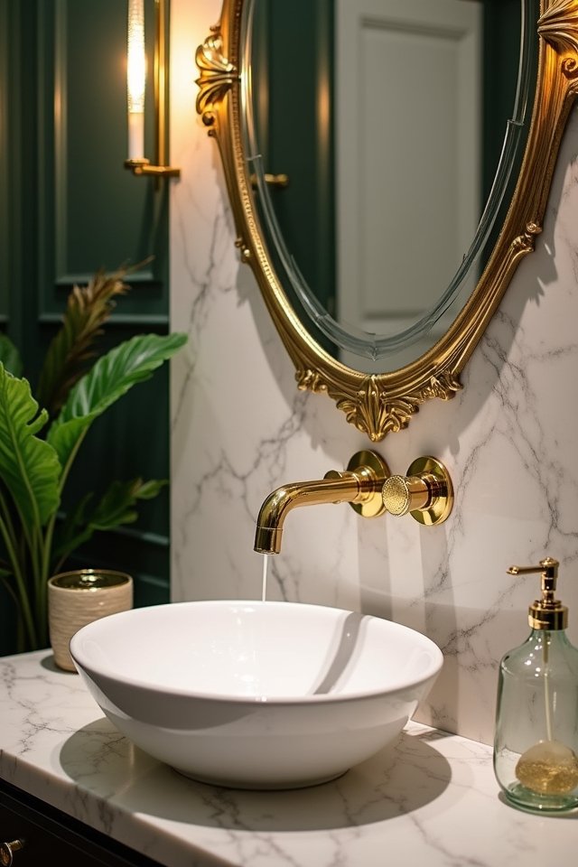 glamorous gold wall mounted faucet