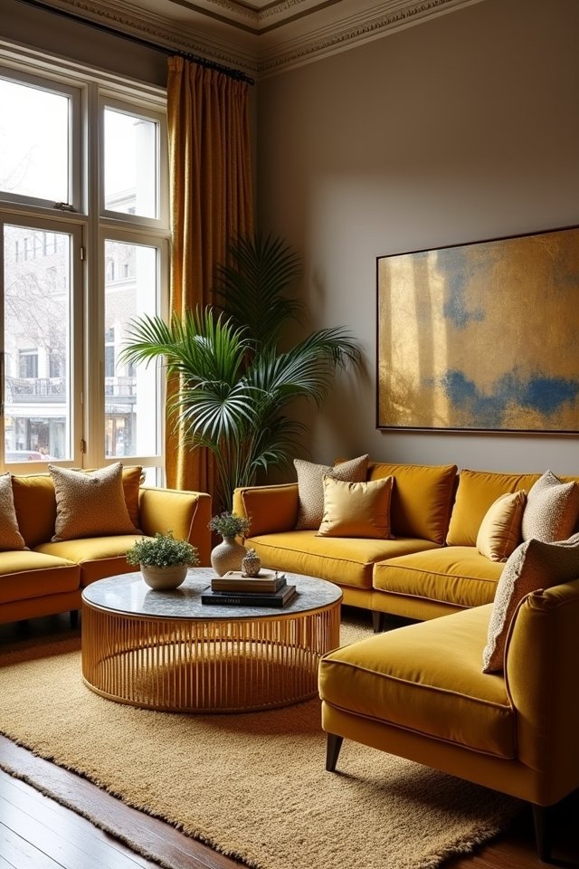 glamorous golden living room accents