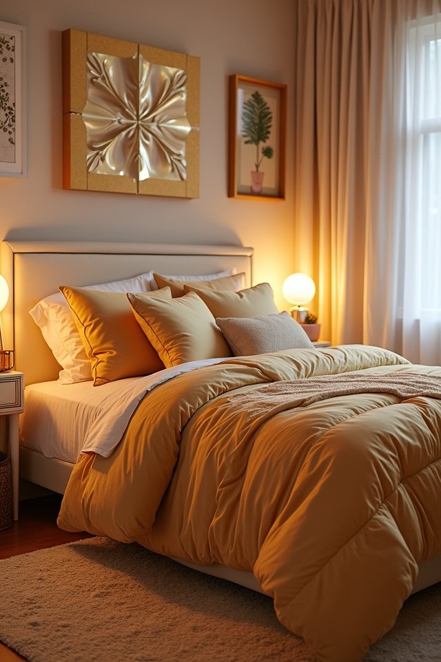 glamorous metallic bedroom accents
