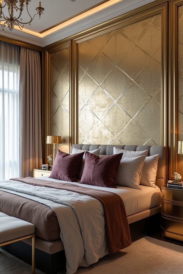 glamorous metallic bedroom accents