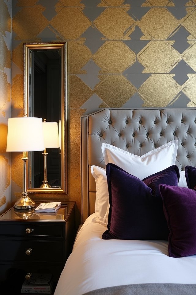 glamorous metallic bedroom accents