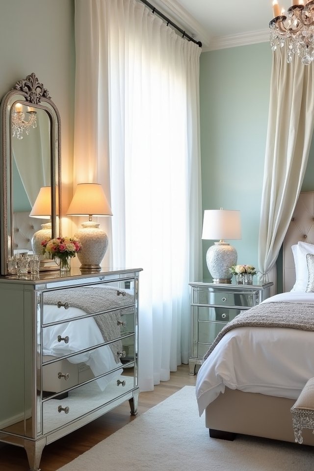 glamorous mirrored furniture accents
