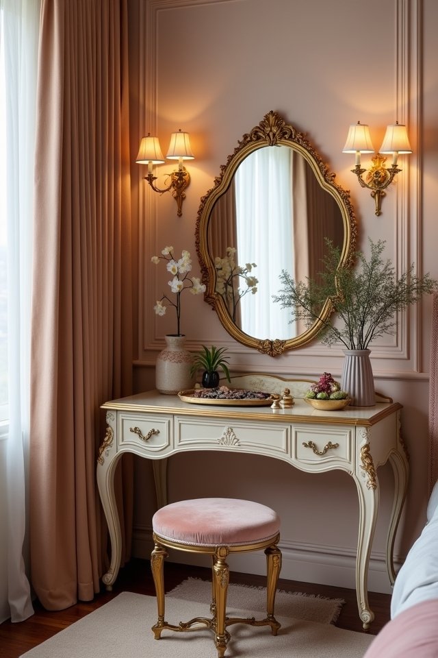 glamorous vintage corner vanity