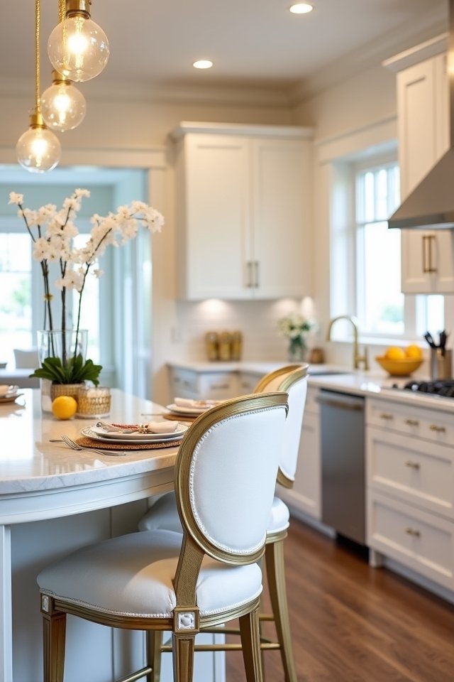 glamorous white gold stools