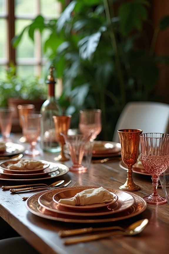 gleaming copper tableware elegance