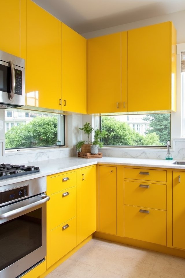 glossy yellow kitchen transformation